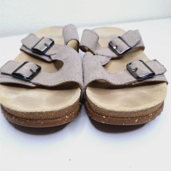 Dansko Dayna Buckle Sandals Slides 39 /US 8.5 9 Suede Leather Stone Taupe Vibram - Picture 7 of 10
